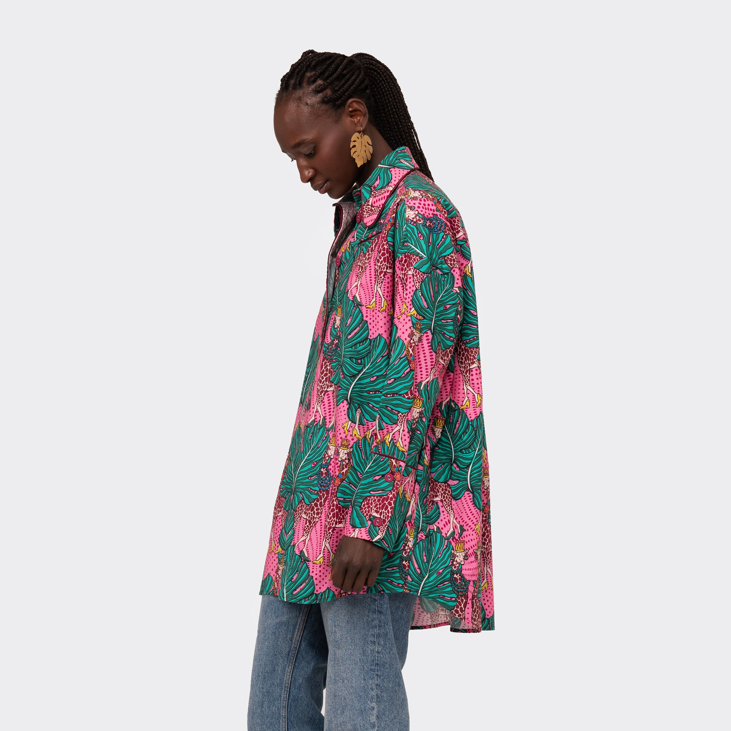 Camicia Oversize Pink Giraffes