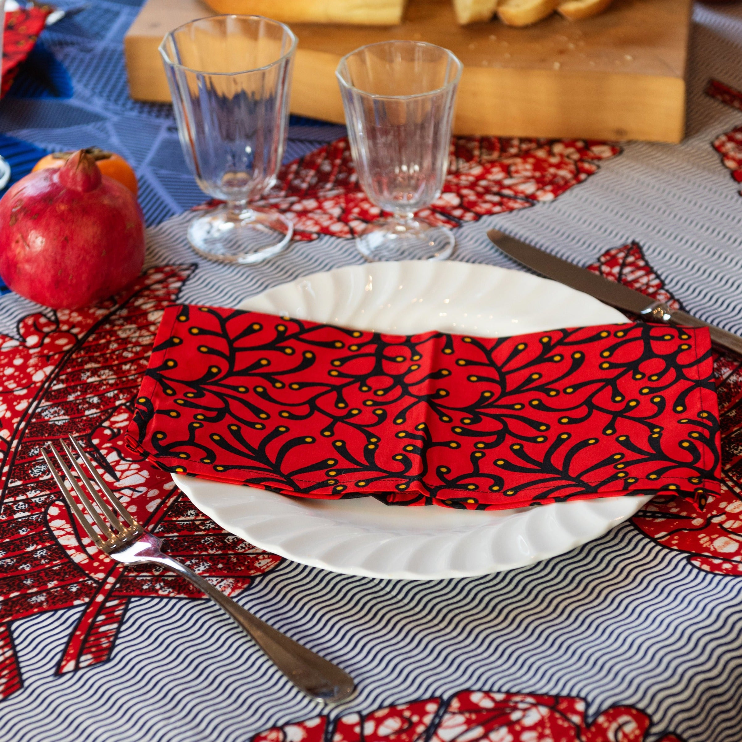 Pair of Napkins in Wax Coral Carpet