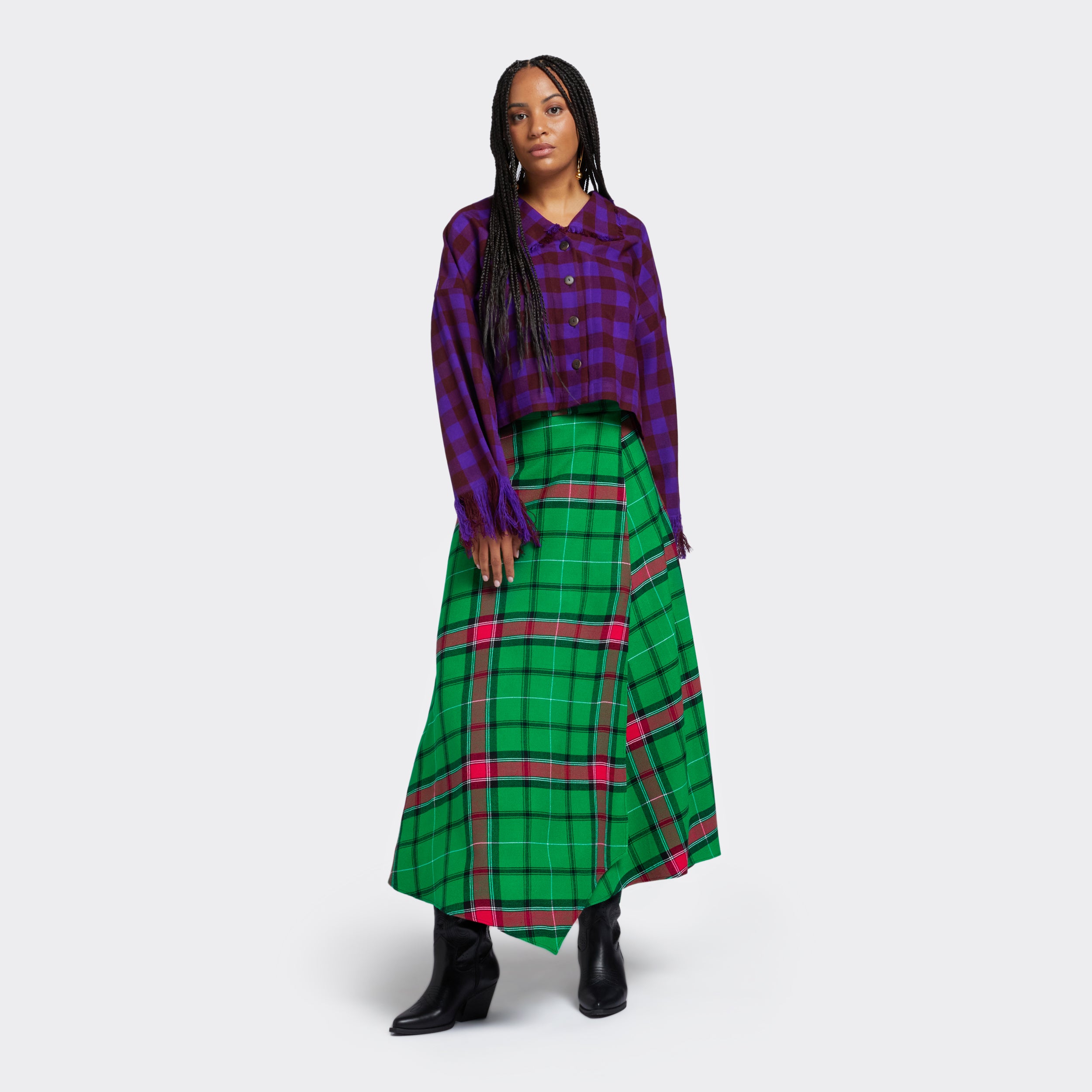 Wrap Skirt in Maasai Shuka Green Hope