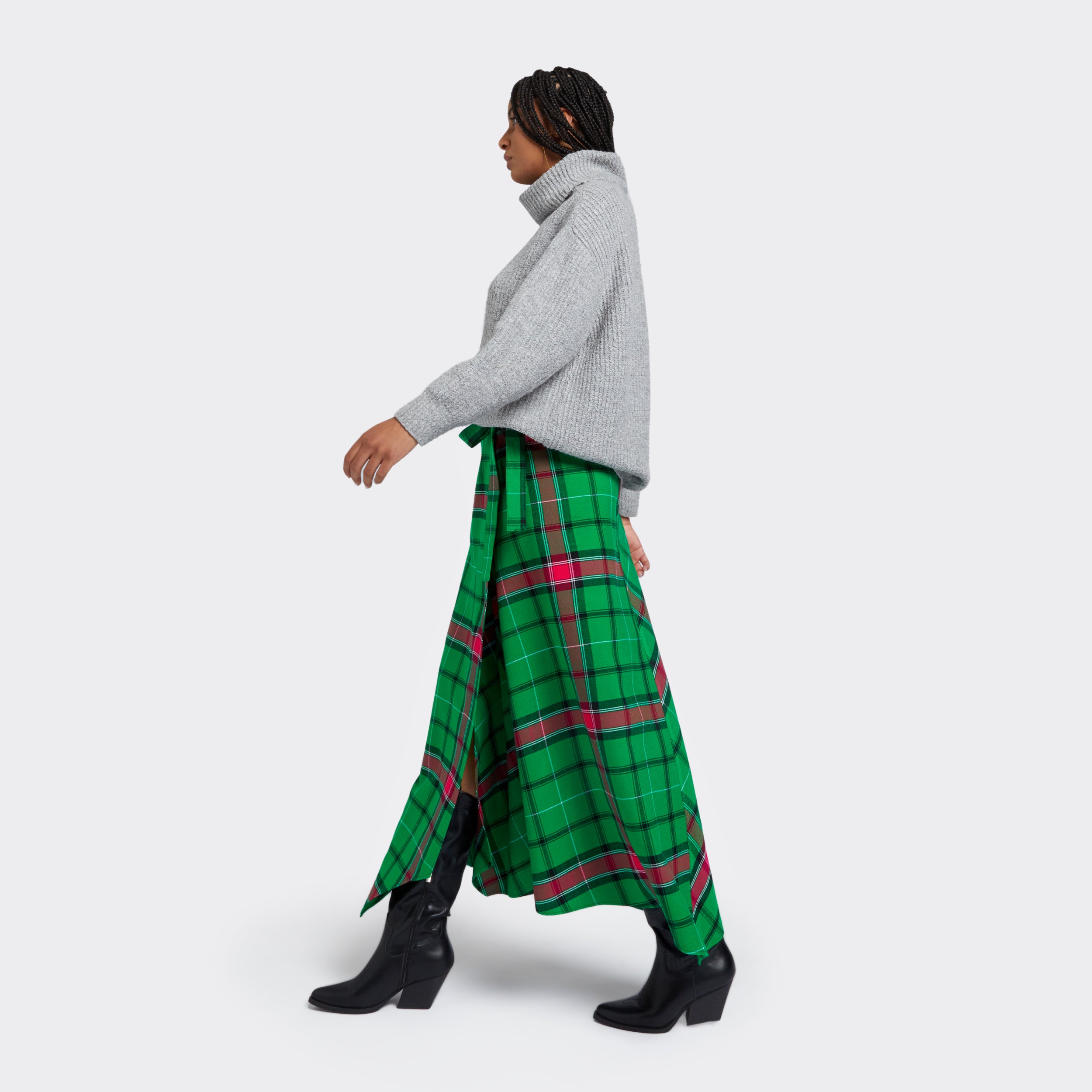 Wrap Skirt in Maasai Shuka Green Hope