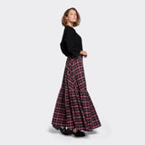 Flounced Maxi Skirt In Maasai Check Punk Soul
