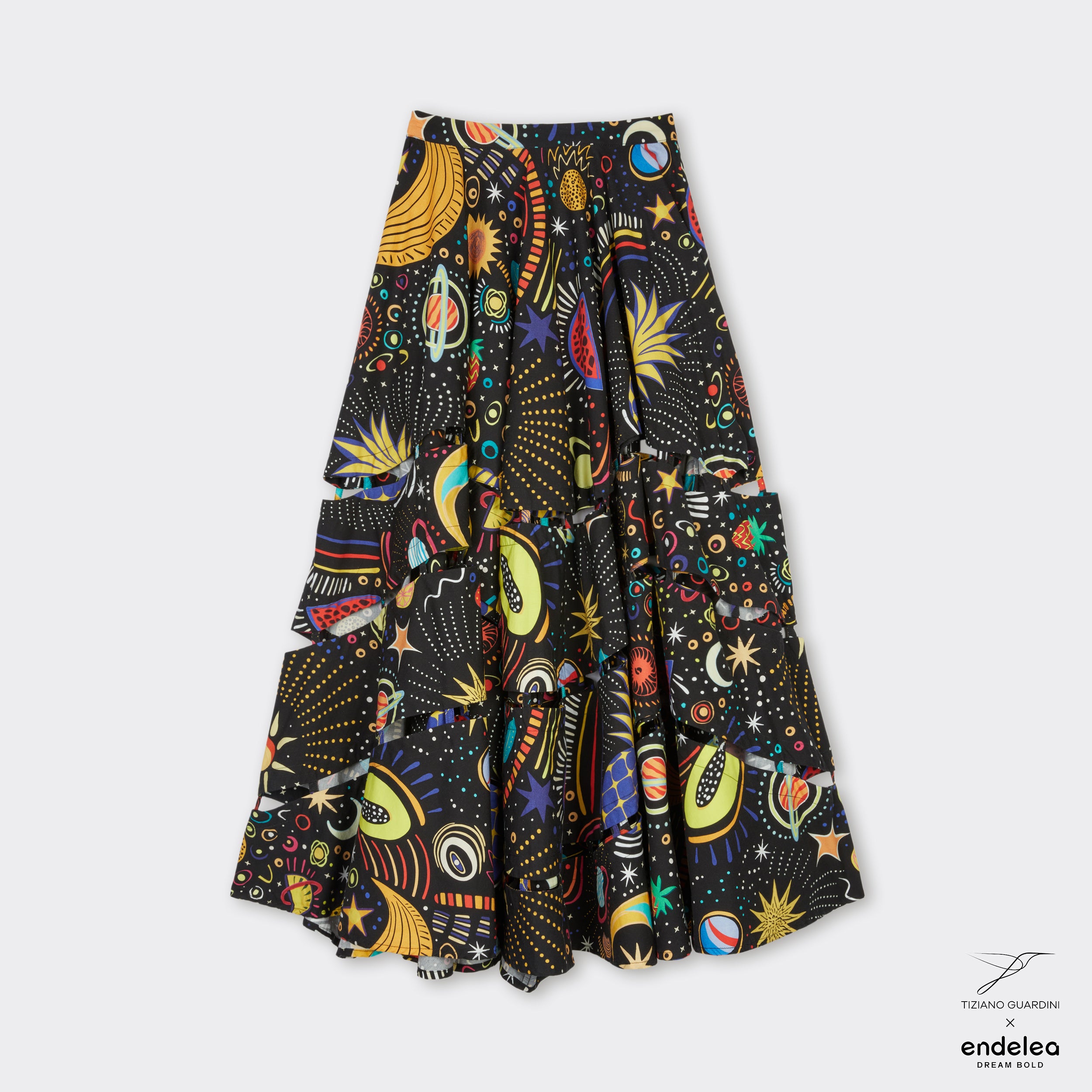 Maxi Skirt with Wave Motif Bold Universe