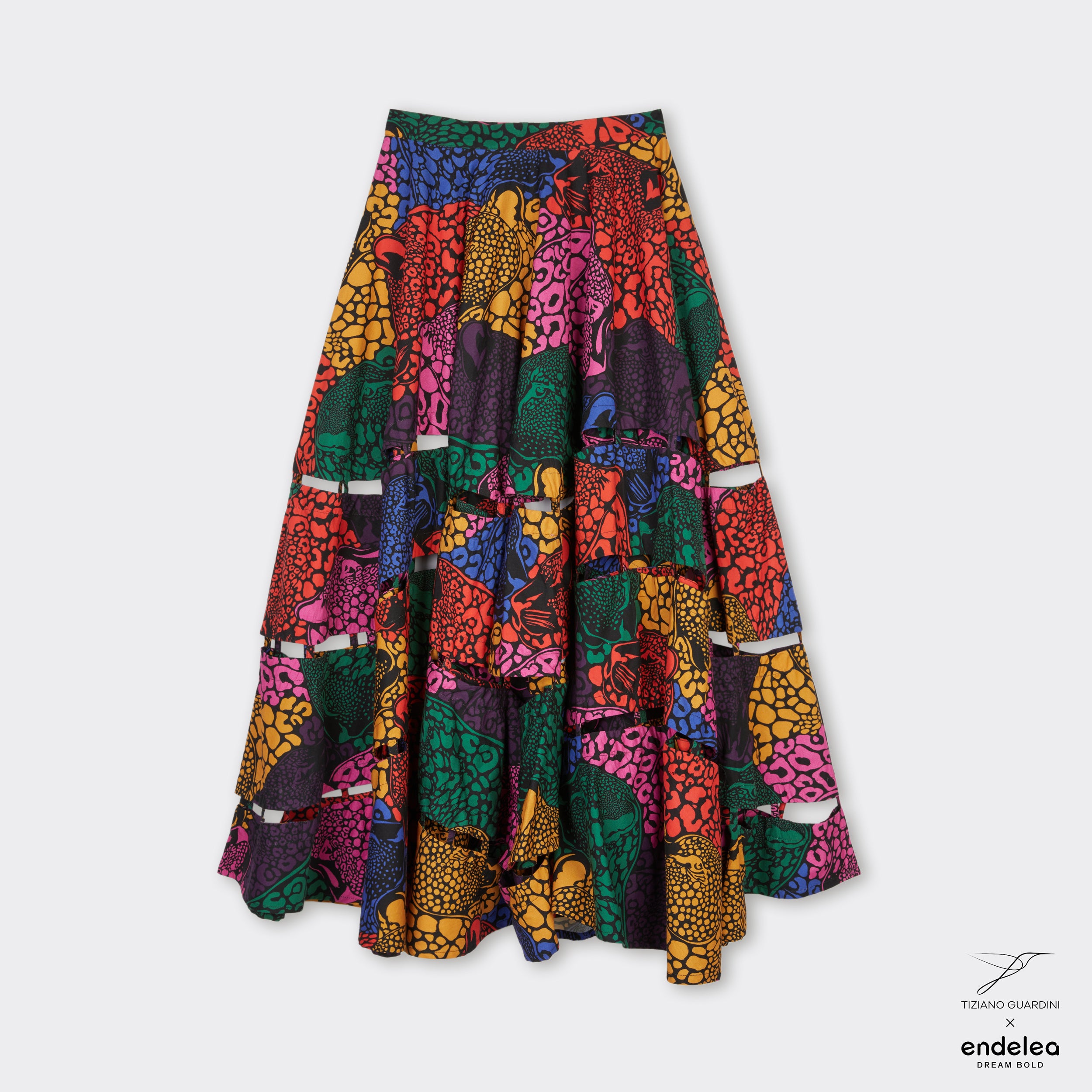 Maxi Skirt with Wave Motif Rainbow Jungle