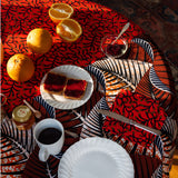 Round Bicolor Tablecloth in Wax Coral Carpet