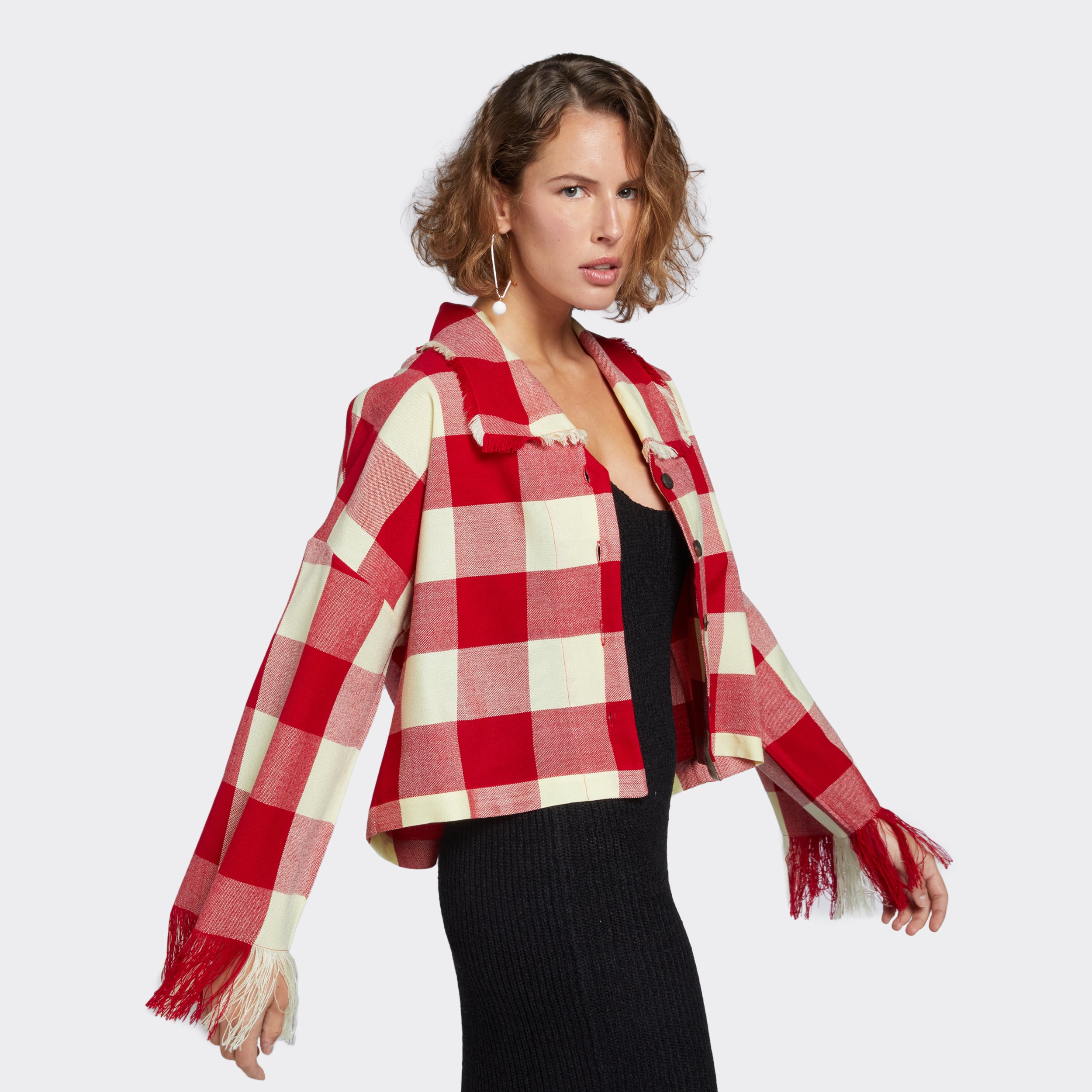 Blusa con frange Maasai Shuka Warm Autumn