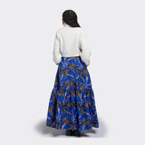 Flounced Maxi Skirt In Wax Glowing Blue