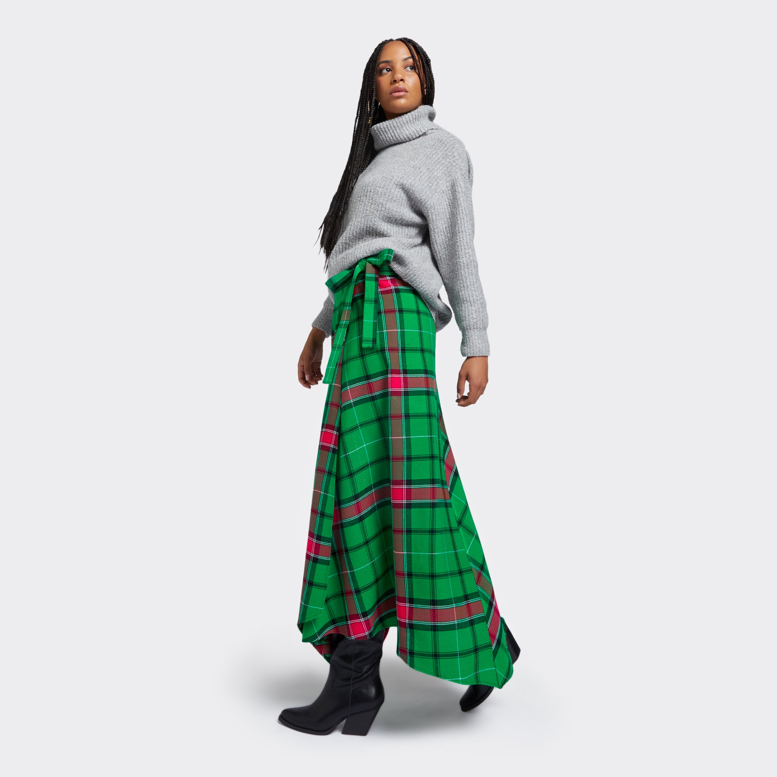 Green tartan 2025 maxi skirt