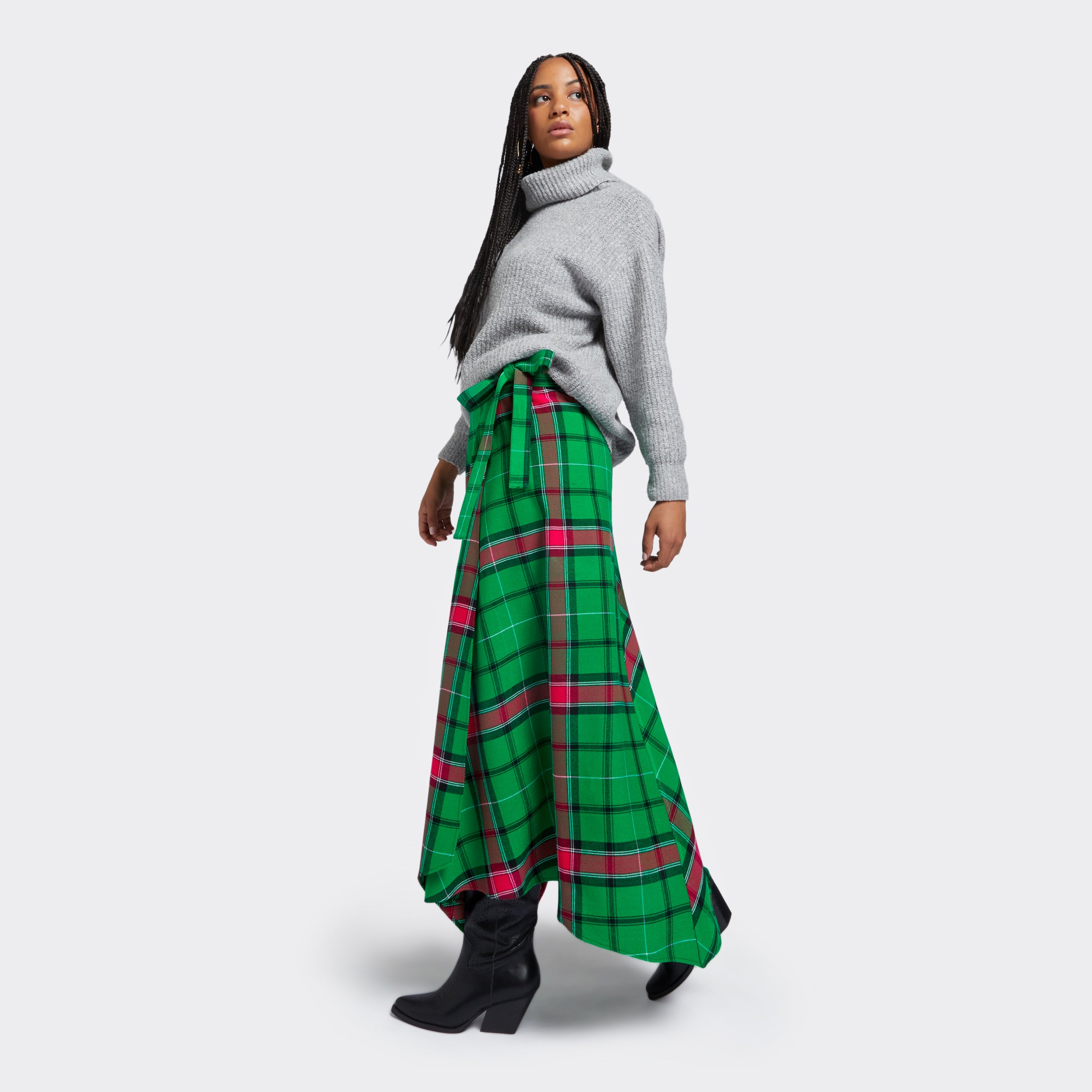 Wrap Skirt in Maasai Shuka Green Hope