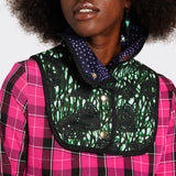 Black&green Quilted collar in african wax  fabrics with golden snap buttons