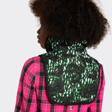 Back of the black&green quilted collar in african wax  fabrics 