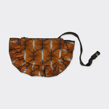 Ruffled & Quilted clutch bag in upcycled brown  African wax fabric 