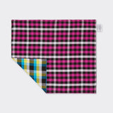 Double-sided Maasai checkered place mat on the black&pink side