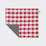 Double-sided Maasai checkered place mat red&white side