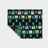 Double-sided Place mat in african wax fabric with diamonds' shapes in black&green
