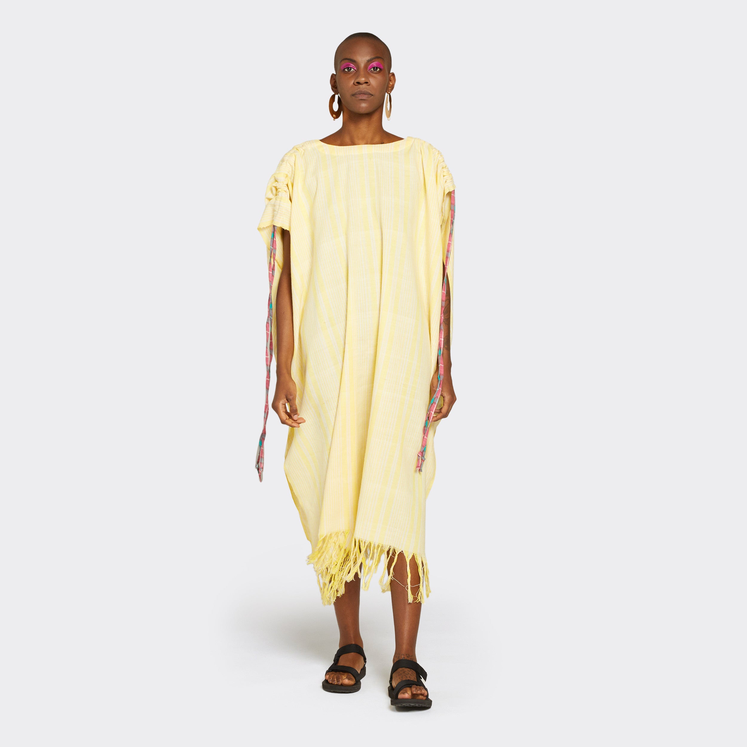 Long Kikoi Kaftan Yellow Lines