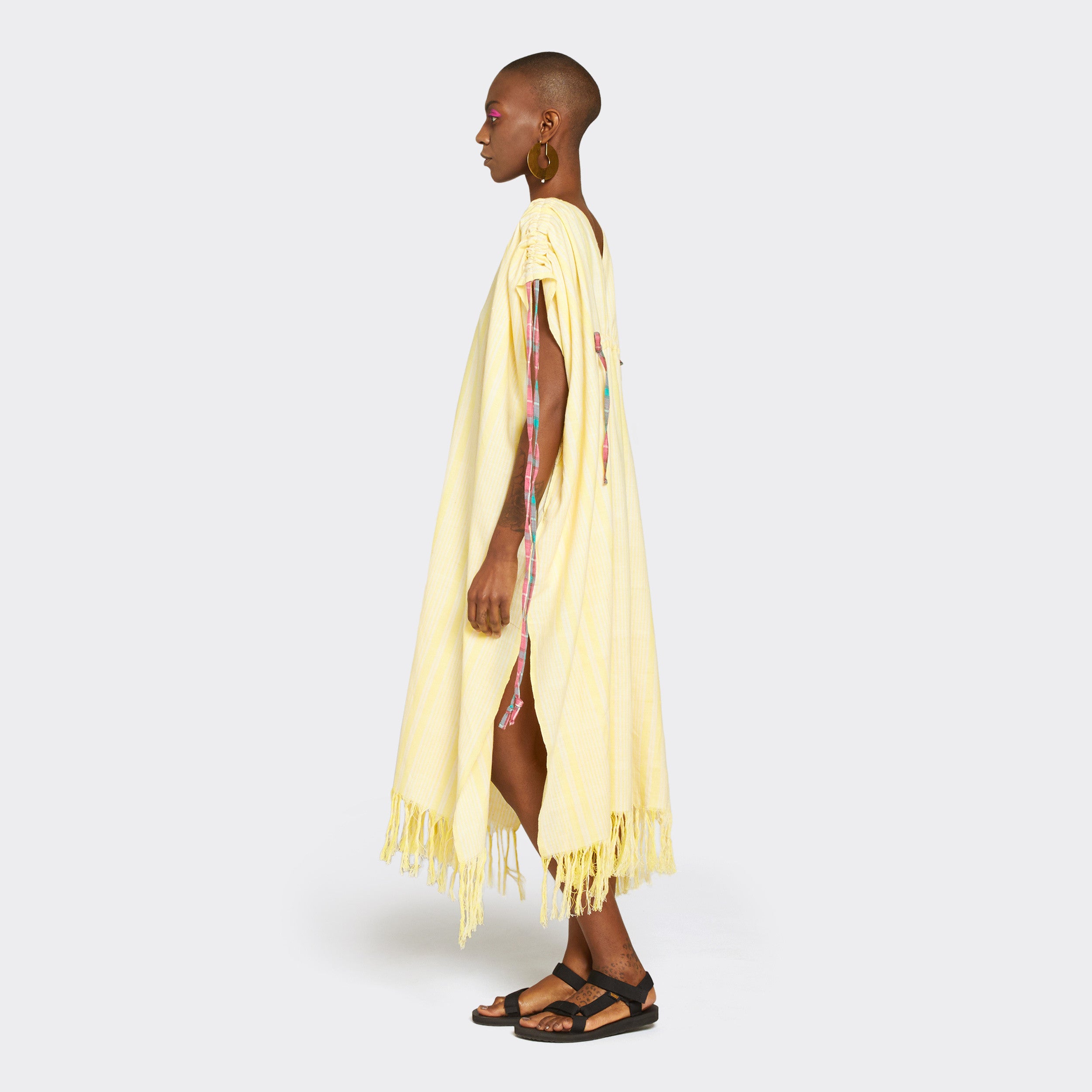 Long Kikoi Kaftan Yellow Lines