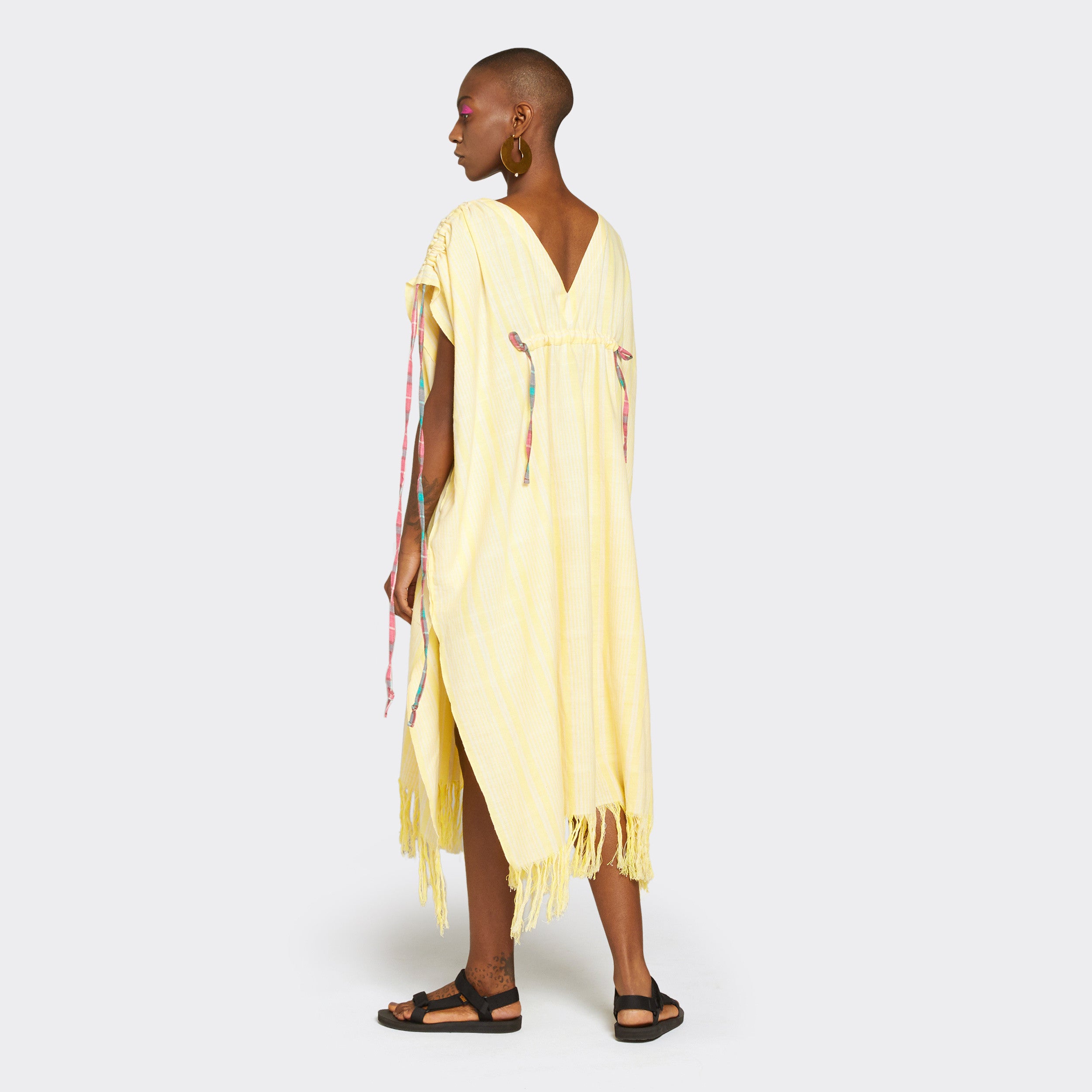 Long Kikoi Kaftan Yellow Lines