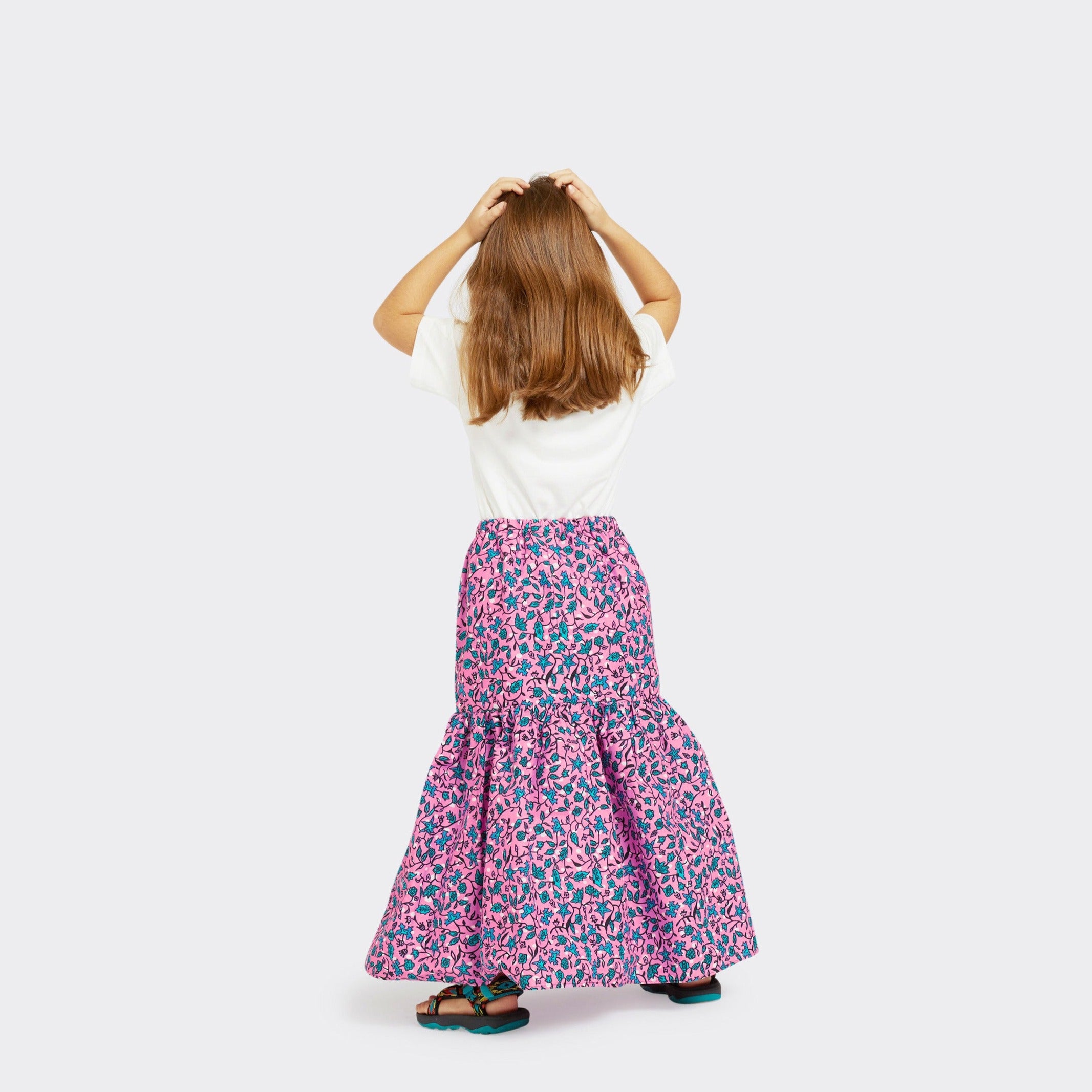 Flounced Maxi Skirt Baby in Wax Pretty Little Flowers