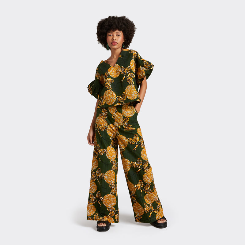 Palazzo Trousers Golden Blossoms