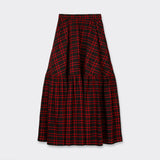Black maxi skirt in Maasai fabric with red checks