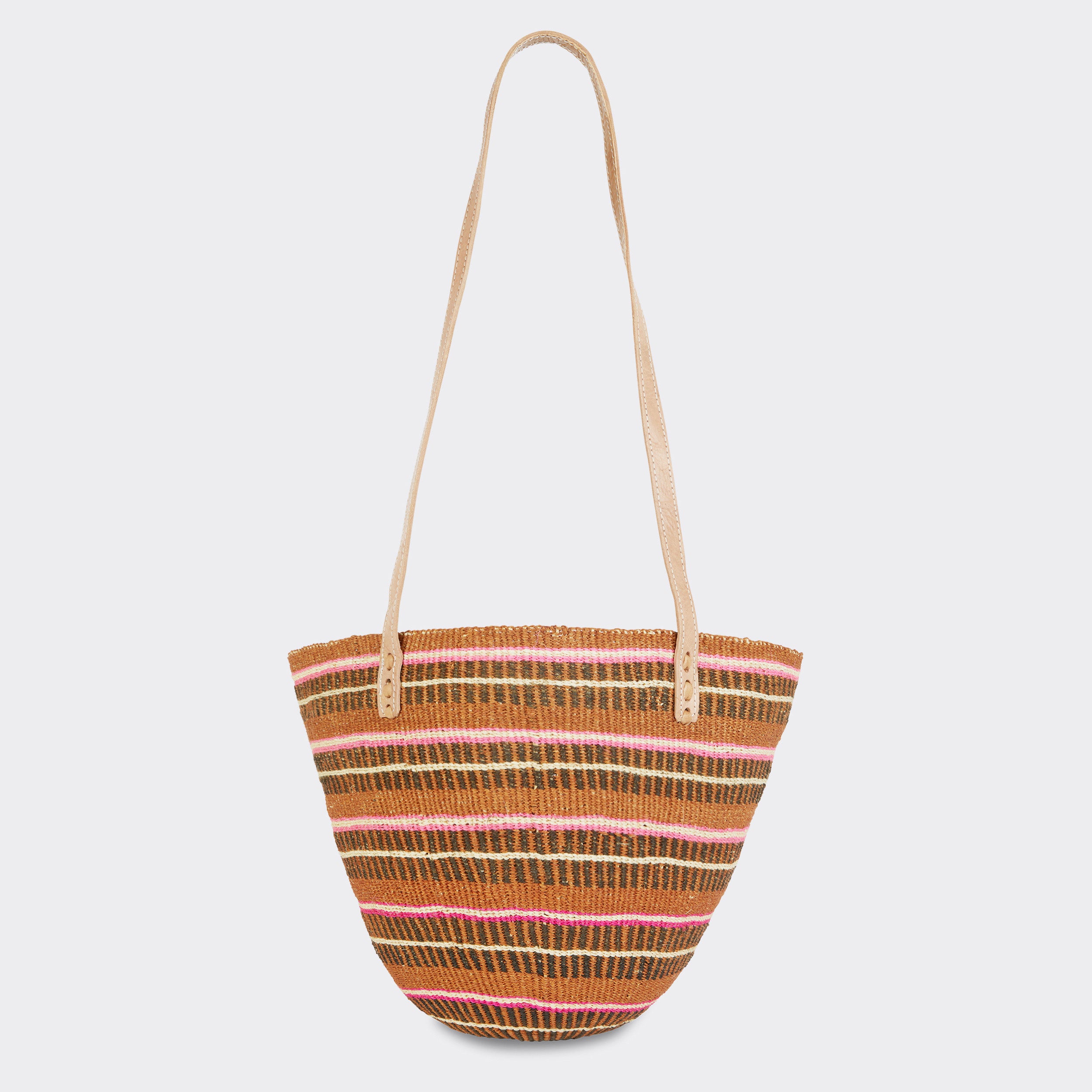 Still life:  Shopping Bag in Sisal Pink Stripes with the colors pink and brown.