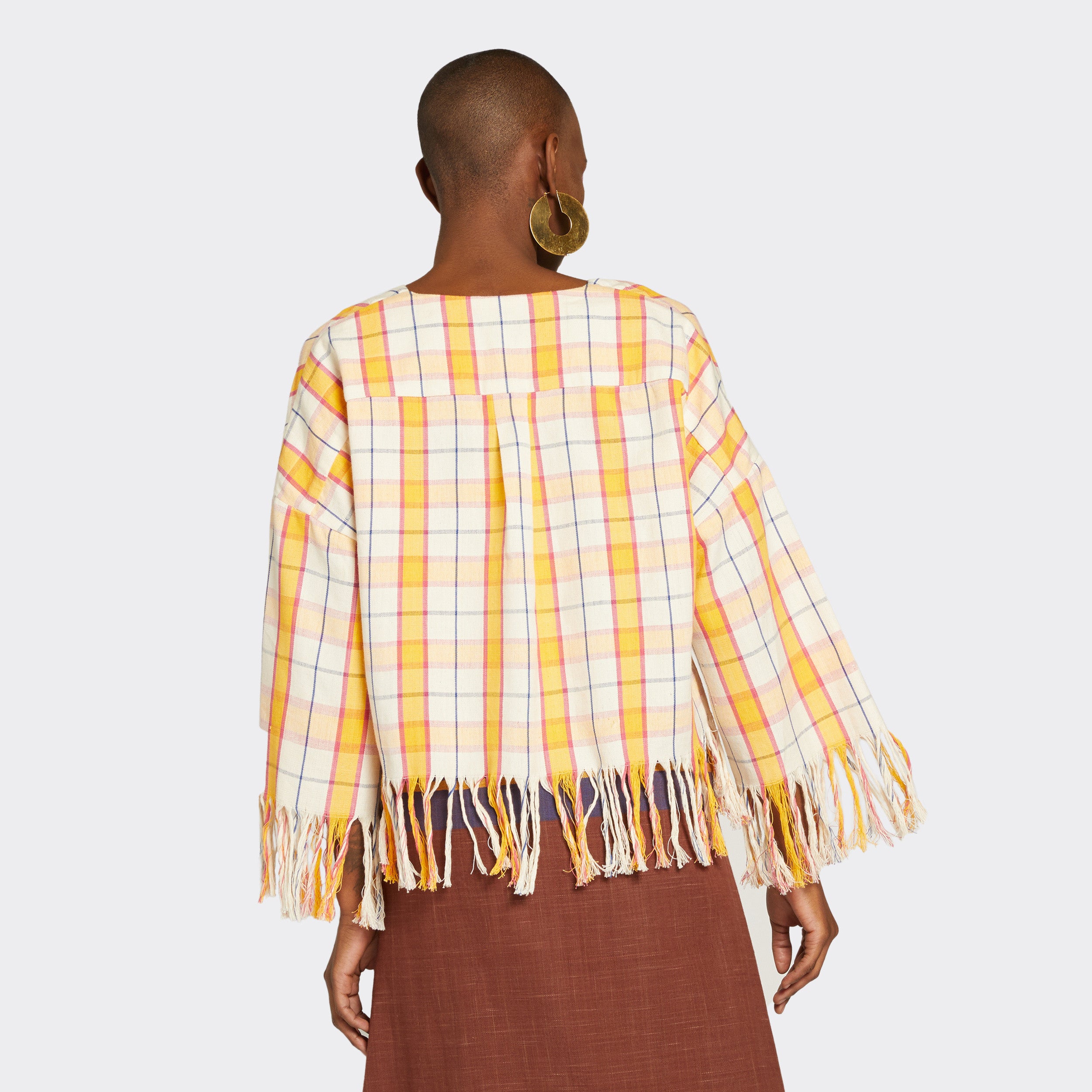 Fringed Kikoi Blouse Yellow & Pink