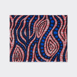 Tablecloth in african wax fabric blue dots and pink spirals