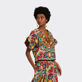 Top con volant in wax African Dream